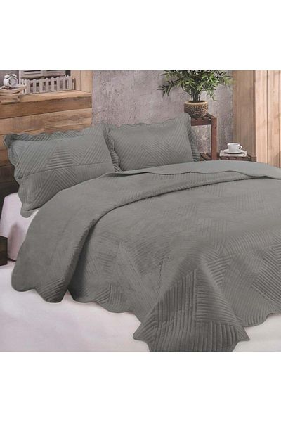 Kristal Microplush Double Bedspread (260X240)-Gray