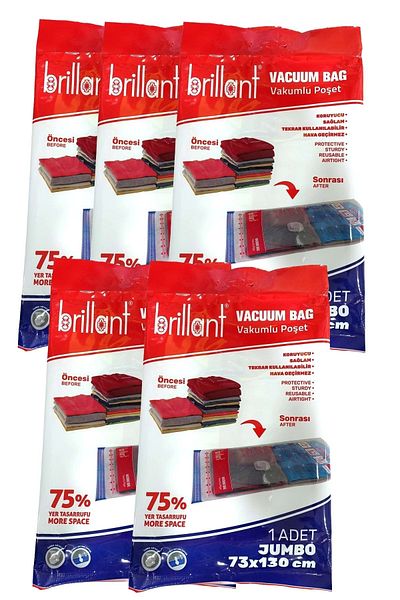 Brillant Vacuum Bag, Set of 5, Jumbo Size 73x130