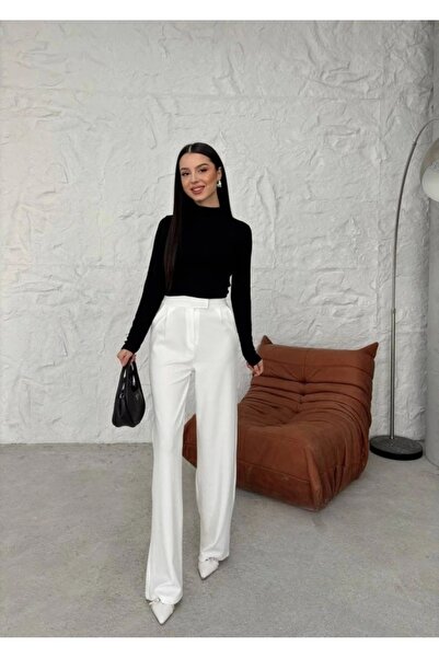 satenmoda E&B dizajn Ženske Visok struk Velcro detalj Palazzo pantalone