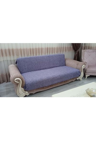 Mandaş Husă de canapea fără brațe țesute manual din chenille liliac - (3+3) Set