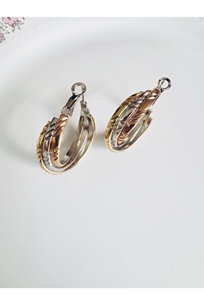 DEVİ fashion حلق من الفولاذ بثلاثة ألوان مقاس 3 سم