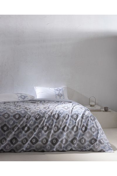 Madame Coco Σετ Παπλωματοθήκη Avril Single 100% Cotton Ranforce Printed - Γκρι/Μπλε