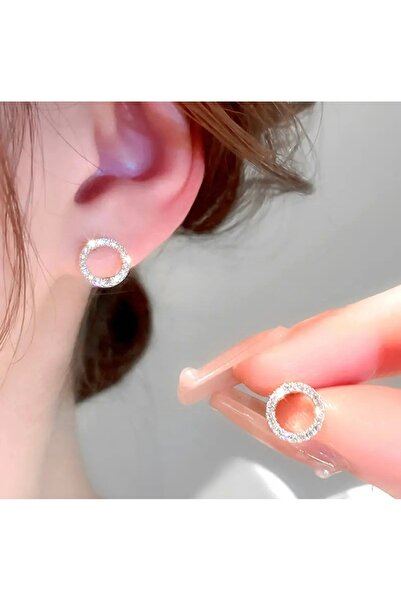 Genel Markalar Kadın Zirkon Yuvarlak Çelik Küpe