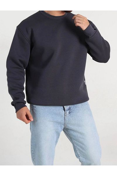 Ofzensport Men's Anthracite Gray Basic Sweatshirt - 3 Thread
