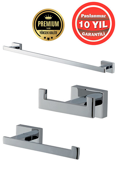 ÇELİK BANYO Paslanmaz Pirinç Banyo Aksesuar 3'Lü Set Kenzo Havluluk Tuvalet K...