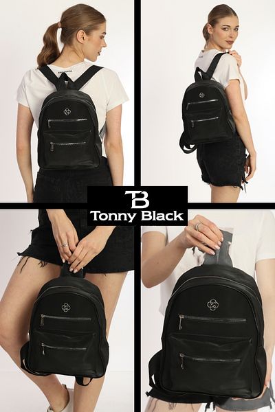 Tonny Black Original Women's Waterproof with Adjustable Strap Comfort Model School Sports Daily Backpack for Business