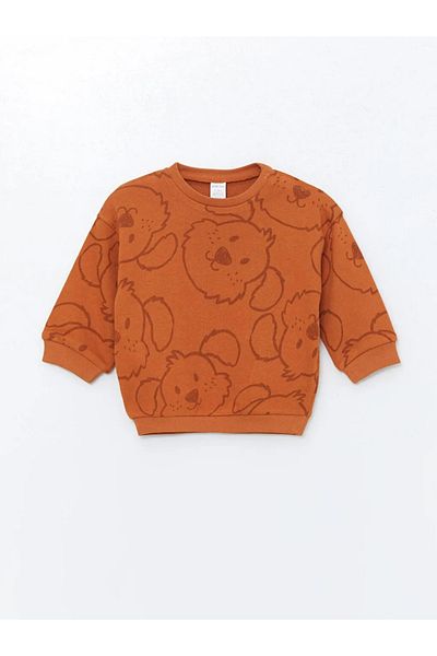 LC Waikiki Lcw Baby - Orange Baby Boy Sweatshirt and Sweatpants Set of 2, Crew Neck, Long Sleeve, Printed