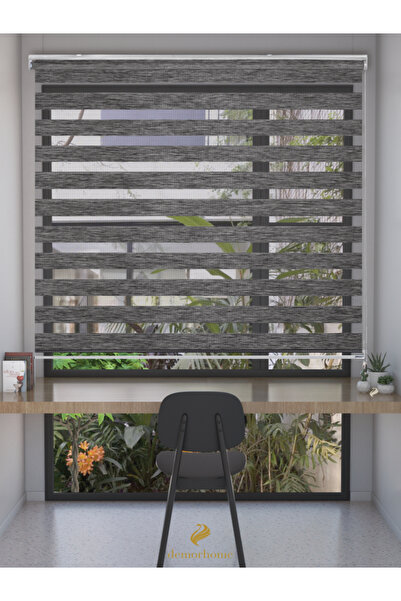 Demor Home Siyah Renk Yüksek Kalite Bambu Zebra, Mekanize Perde