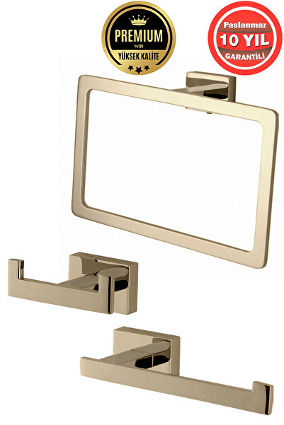 ÇELİK BANYO Paslanmaz Pirinç Banyo Aksesuar 3'Lü Set Kenzo Havluluk Tuvalet K...