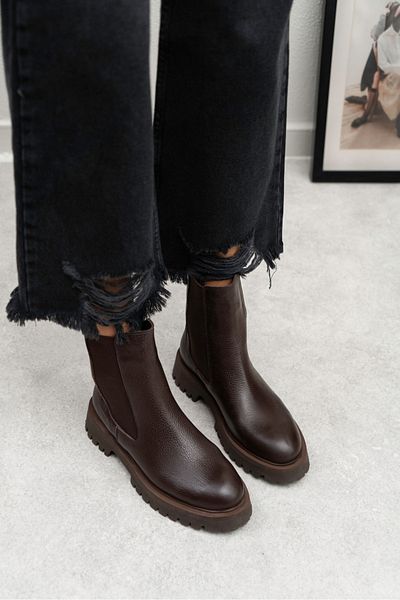 NİŞANTAŞI SHOES Dámské boty z pravé kůže Lennon Brown s detailem z tlusté podrážky