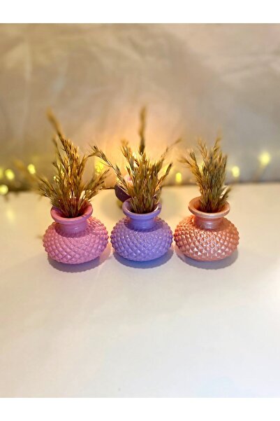 BNGE Ticaret Dekoratif Renkli 3’lü Set Minik Vazo Aksesuar Ev Salon Biblo Obje