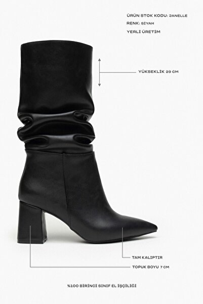 NİŞANTAŞI SHOES Janelle fekete matt bellows hegyes orrú női sarkú csizma