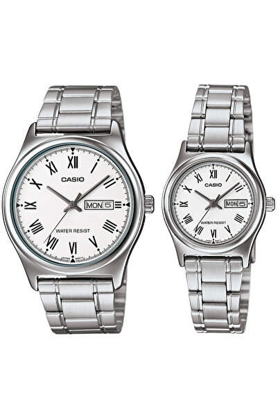 Casio Kadranı Beyaz Kordonu Gri Renk Garantili Sevgili Çift Kol Saatleri
