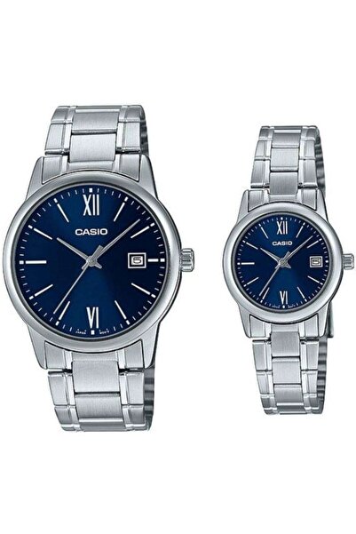 Casio Kadranı Lacivert Kordonu Gri Renk Garantili Sevgili Çift Kol Saatleri