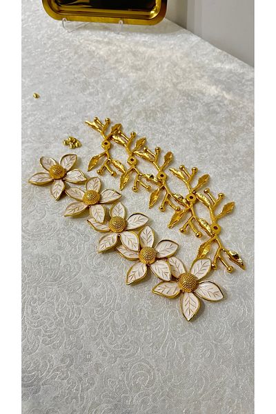 USD HOME 6-Piece Double Branch Enameled Daisy Screw Coffee Service Presentation Trays Compatible with Not Tray