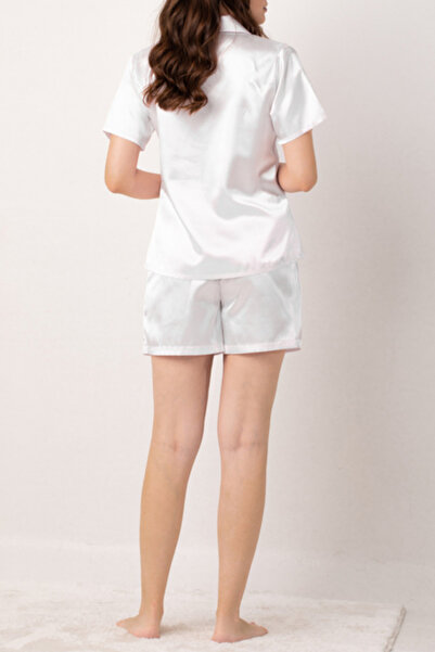 ZENCHES Kısa Kollu Şortlu Saten Pijama Takımı