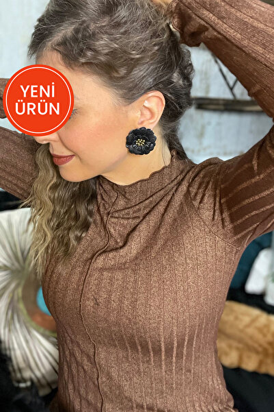 pınarturhan Kadın Siyah Deri Yonca Figürlü Altın Rengi Alçı Tohum Aksesuar De...