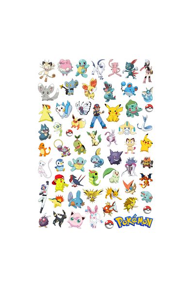 Ororabutik Σετ αυτοκόλλητων Pokemon Anime 61 τμχ - Σετ αυτοκόλλητων Scrapbook Bullet Journal