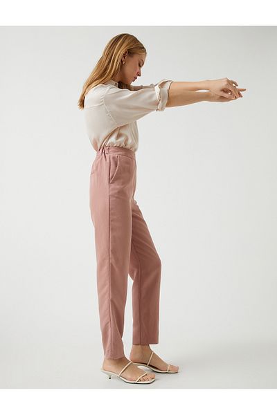 Koton High Waist Carrot Trousers with Pockets