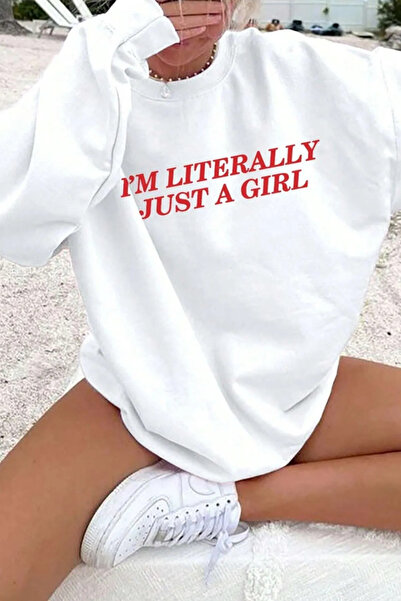 FECCY I'M JUST A GIRL Hanorac din bumbac pentru femei - Imprimat, Țesătură co...