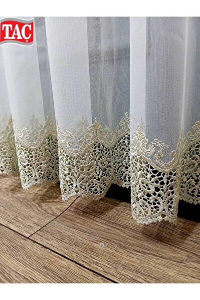 Taç Crown Skirt Applique Gold Gold Laced Ling 1/2Layers Pleated Tulle Curtain