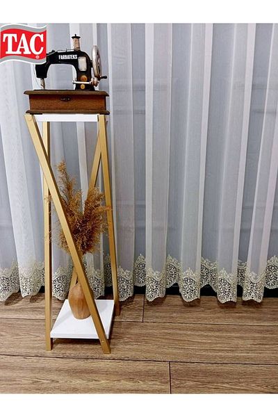 Taç Crown Skirt Applique Gold Gold Laced Ling 1/2Layers Pleated Tulle Curtain