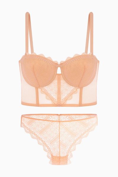 Wonna Set bustieră din dantelă Rosali - Soft Push Up, căptușit, Fashion - 2501 - Orange