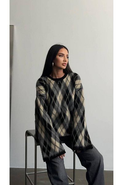 D'RECCY Women's Baklava Language Patterned Sweater