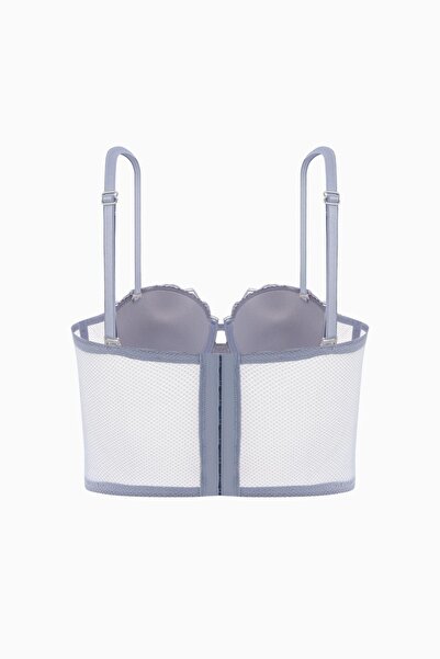 Wonna Rosali Lace Bustier Bra - Soft Push Up, Padded - Fashion - 2501 - Gray
