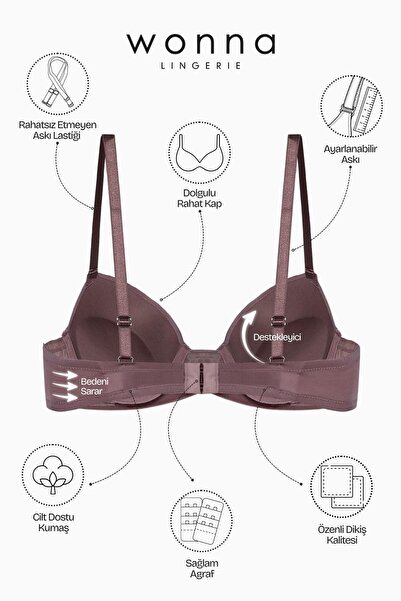 Wonna Микро сутиен Noa Stone Detailed - с подплънки - 2572 - кафяв