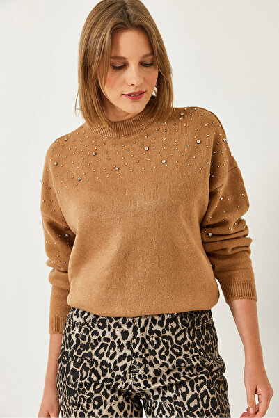 Bianco Lucci Women's Stone Embroidered Knitwear Sweater 231106