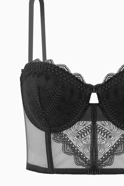 Wonna Σετ μπουστάκι και σουτιέν Rosali Lace - Soft Push Up, Επενδυμένο, Μόδα, Μαύρο 2501