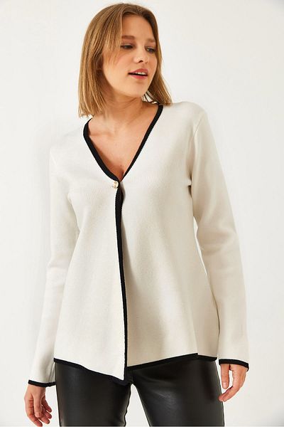 Bianco Lucci Women's Buttoned Knitwear Cardigan 241099 60261258