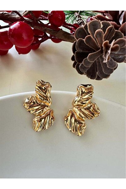 Pelin Aksesuar Gold Yaprak Küpe