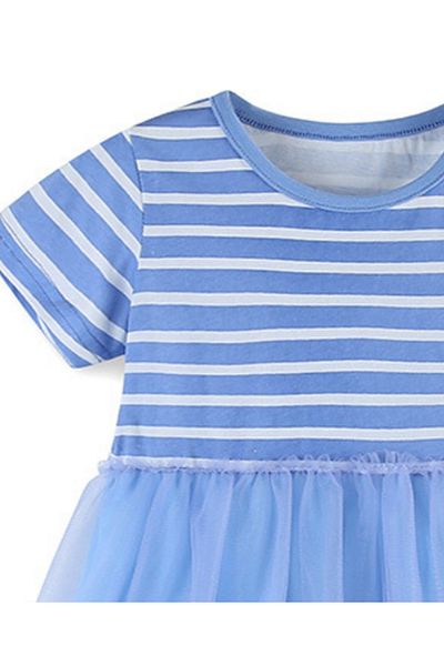 SAPS SAPS Butterfly & Floral Patched & Striped Dress - Blue