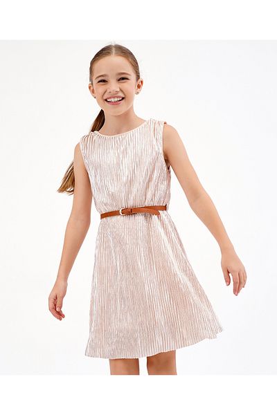Primo Gino Primo Gino Sleeveless Party Frock Solid - Pink