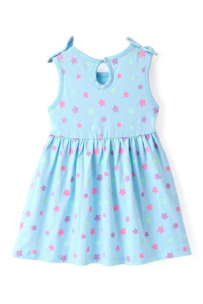 Babyhug Babyhug Cotton Jersey Knit Sleeveless Stars Printed Frock - Blue