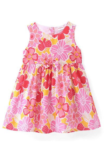Babyhug Babyhug Poplin Half Sleeves Shrug with Frock - White & Pink