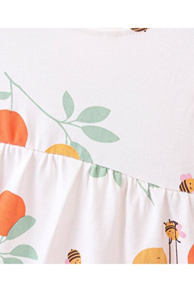 Bonfino Bonfino 100% Cotton Knit Sleeveless Dress Orange Print - Ivory