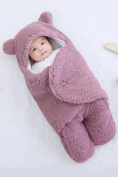 Mai Perla 0 - 12 Months Welsoft Outer Swaddle Baby Blanket with Fiber Ears