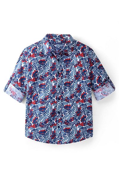 Pine kids Pine Kids 100% Cotton Full Sleeves Leafy Print Shirt - Multicolour