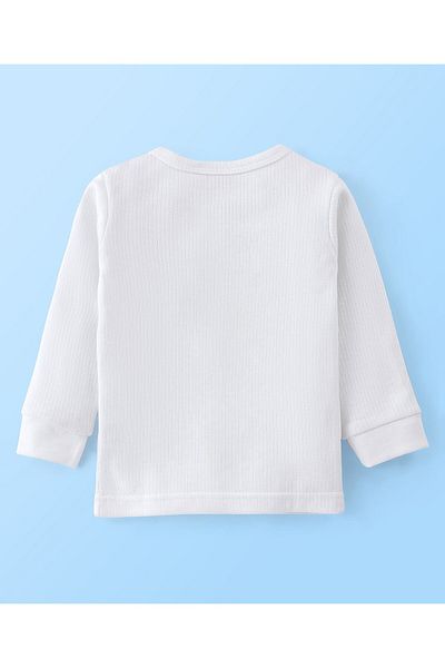 Babyhug Babyhug Thermal Full Sleeves Solid Front Open Vest - Off White