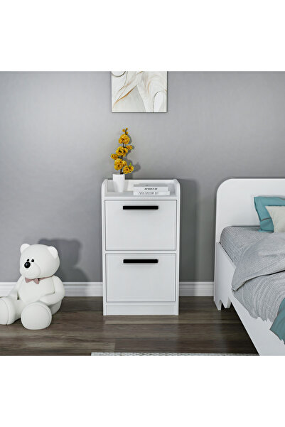 ARNETTİ Luses 2 Çekmeceli Modern Tasarım Genç Odası Komodin, Beyaz - Luses