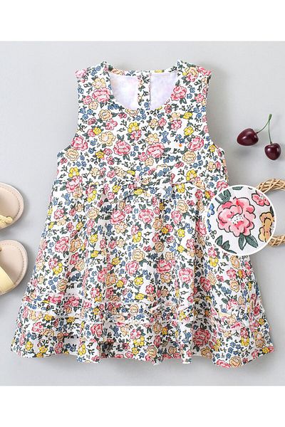 Babyhug Babyhug 100% Cotton Sleeveless Frock Floral Print - Multicolor