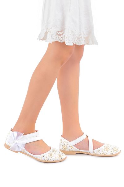 Kiko Kids Arç 09 Model Girl's Leather Laser Ballerina Shoes