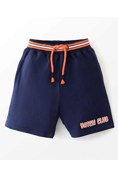 Babyhug Babyhug 100% Cotton Knit Half Sleeves Striped T-Shirt and Shorts Set Boat Embroidery - Orange & BLUE