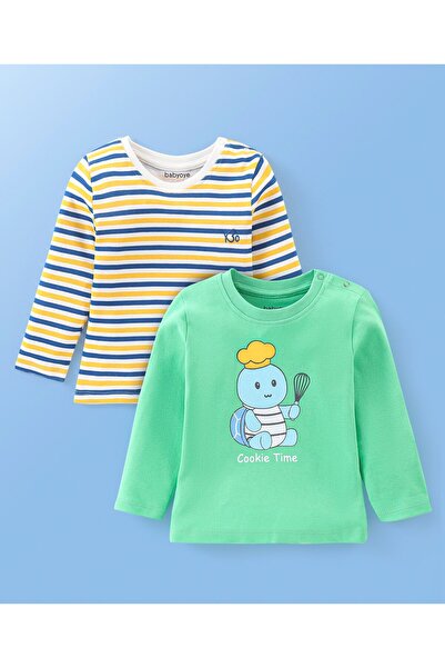 Babyoye مجموعة من 2 تي شيرت بأكمام كاملة بطبعة سلحفاة من Babyoye مصنوعة من ال...