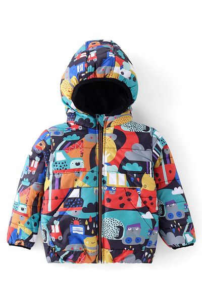 Babyhug Babyhug Full Sleeve Hooded  Jacket with Abstract Print - Multicolour