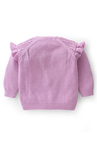 Babyoye Babyoye 100% Cotton Eco Conscious Full Sleeves Sweater Cable Knit Design-Purple