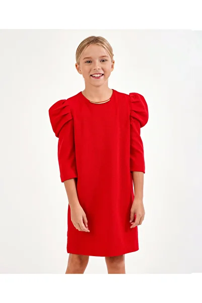 Primo Gino Primo Gino A Line Textured Fitted Dress - Red